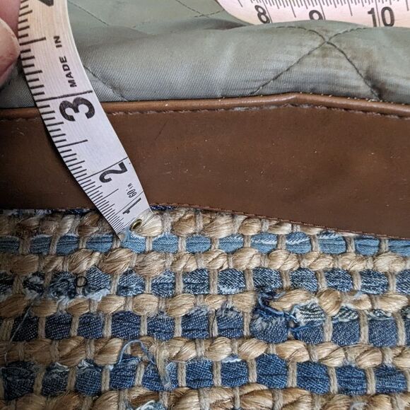 Tommy Hilfiger Quilted Nylon Tote Bag Olive With Faux Leather Trim Shoulder Bag - Picture 6 of 11